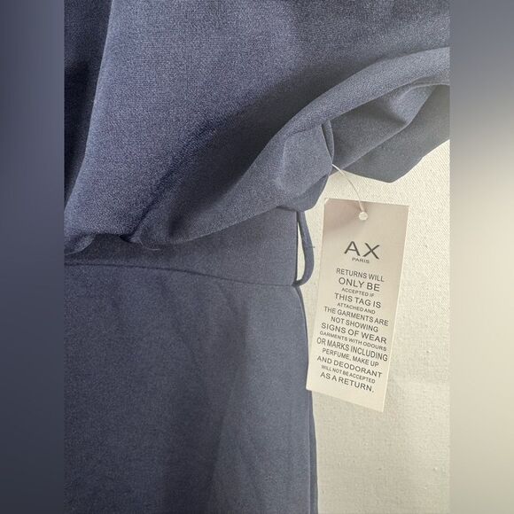Ax Paris Tie Waist Midi Dress- Navy- Size 8 US/ 12 UK- NWT Missing Belt - Picture 7 of 8